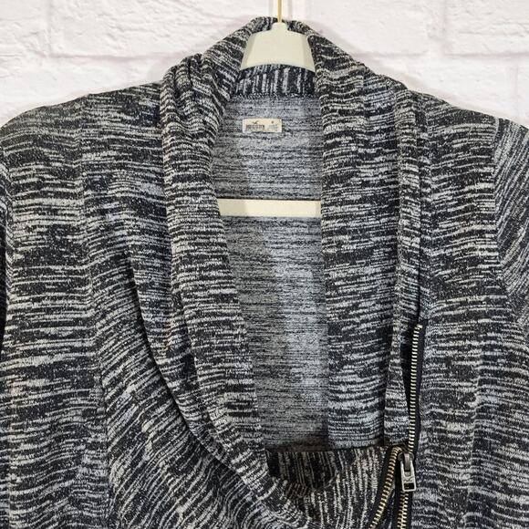 M Hollister Grey Side Zip Cardigan Sweater Jacket Women's Size M Moto Black - Picture 4 of 11